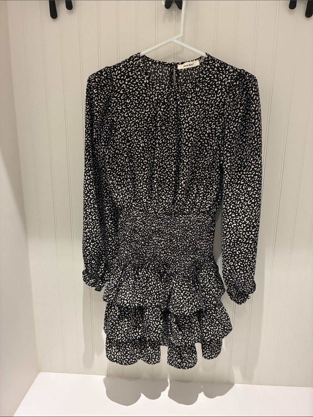 Black & White Printed Ruffled Mini Dress